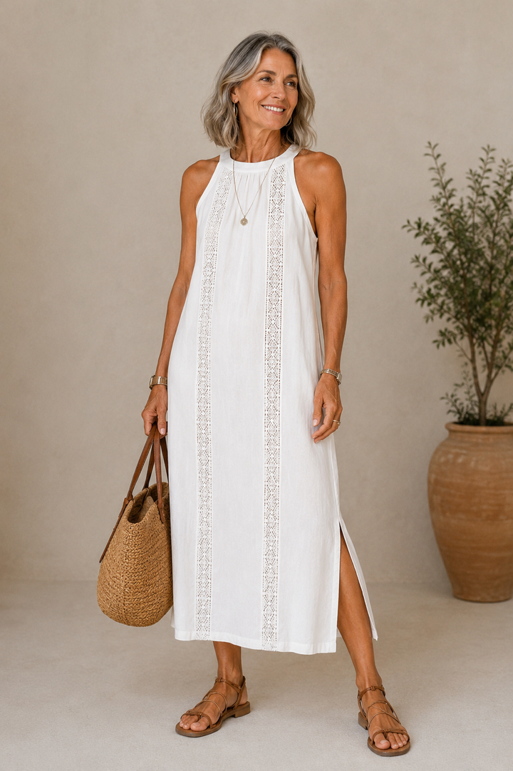Sofía™ | Vestido Midi de Algodón y Lino con Elegancia Atemporal