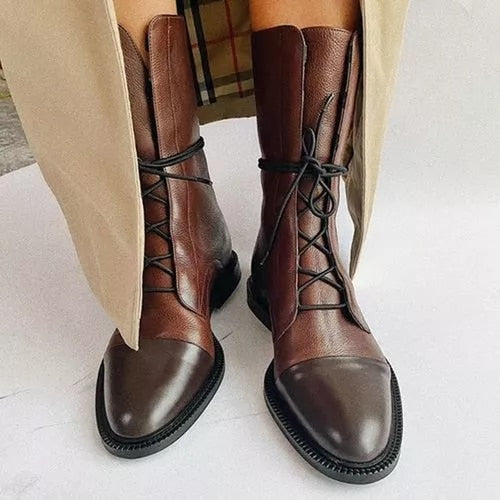 Gabriela | Botas De Cuero Sintético Negro De Alta Calidad