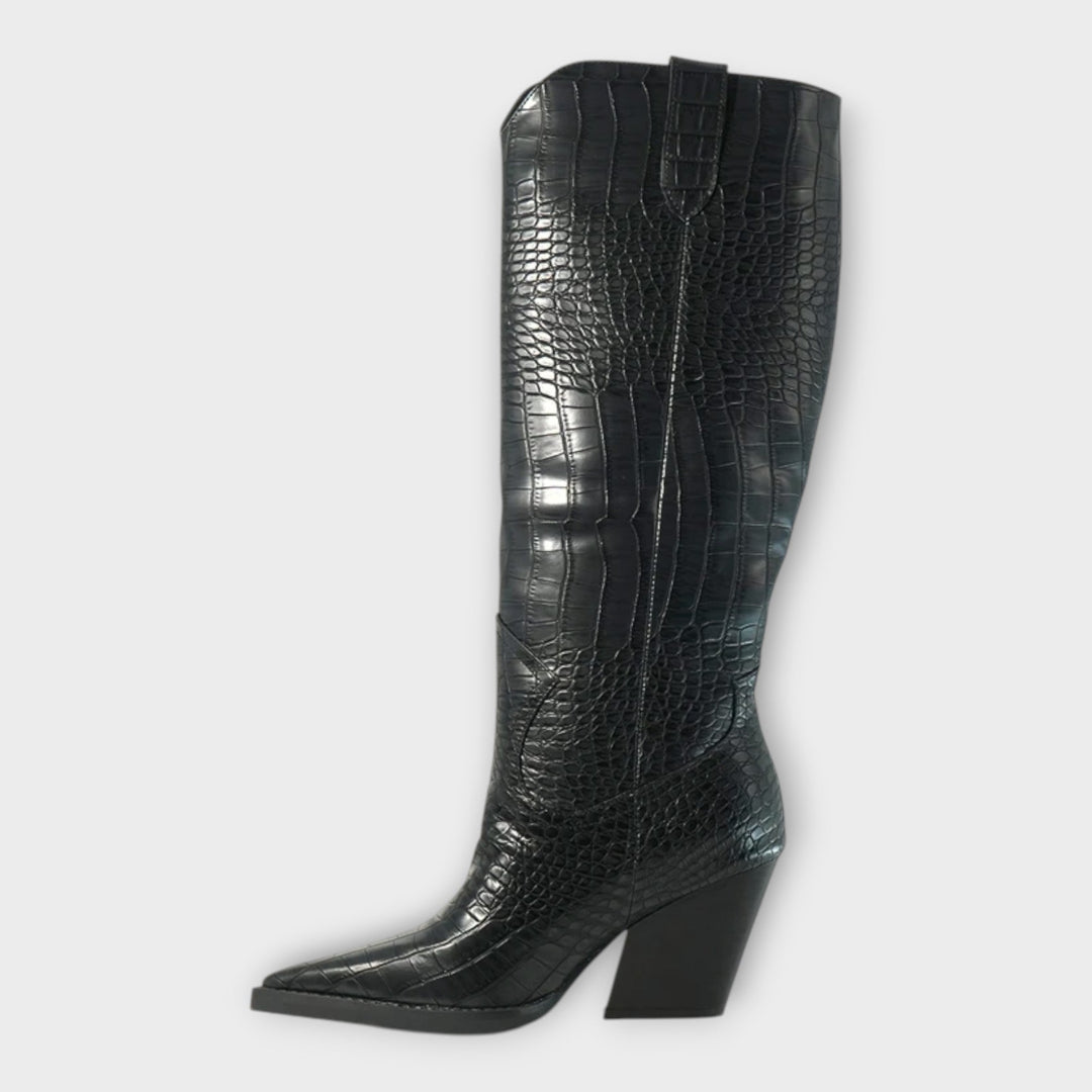 Camila | Botas Con Diseño Croco Y Tacón Elegante Diario
