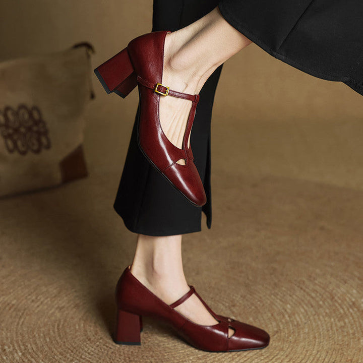Elora Tacones Altos de Cuero Auténtico