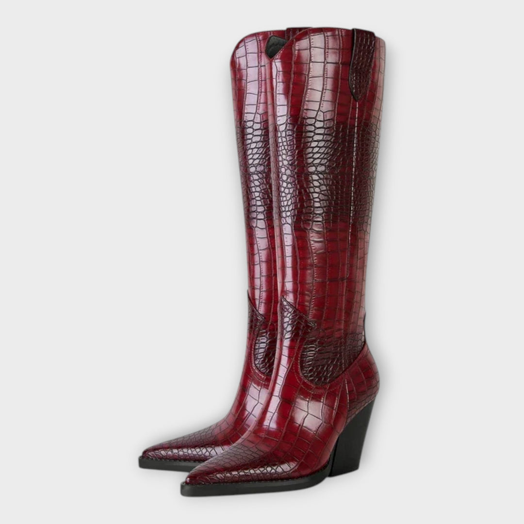 Camila | Botas Con Diseño Croco Y Tacón Elegante Diario