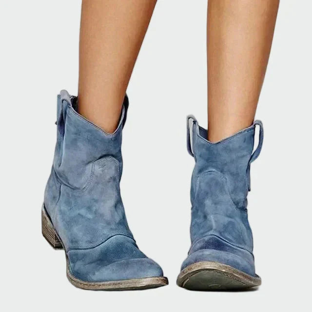 Marisol | Botas Vaqueras Retro de Tobillo en Gamuza Marrón
