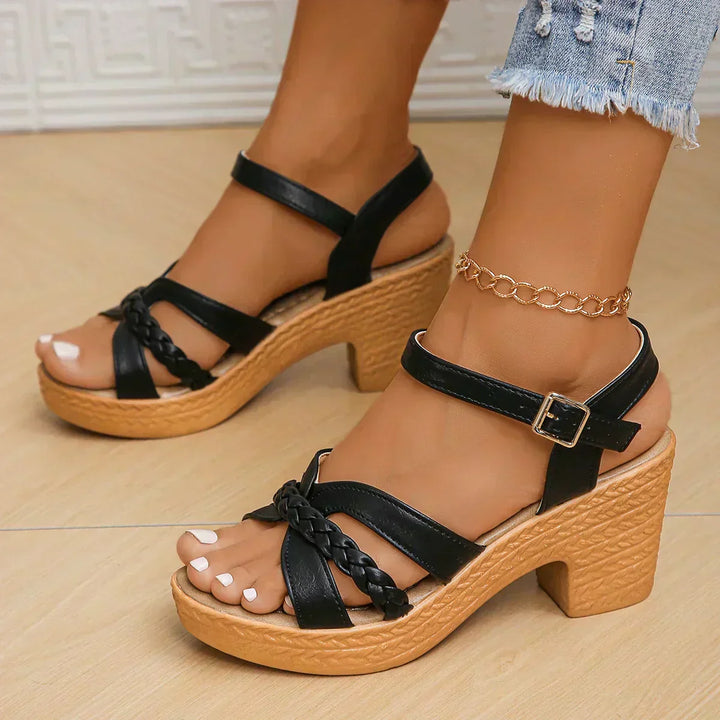 SANDALIAS CON TACÓN TRAMADO