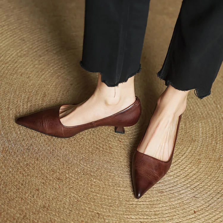 Anok Tacones Altos de Cuero Auténtico