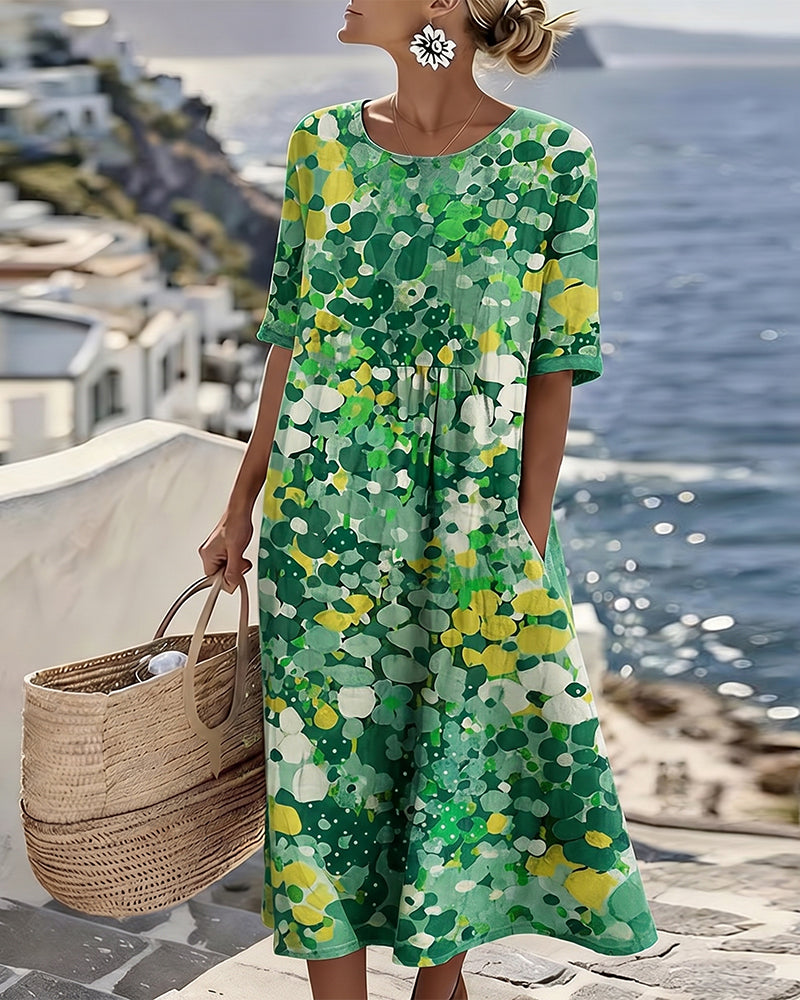 Elena | Vestido midi floral suelto y ligero